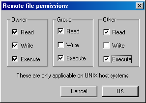 WSFTP Chmod Dialog
Box